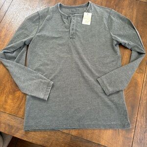 NWT LUCKY BRAND Gray"Venice Burnout" Long Sleeve Henley Shirt Mens Medium